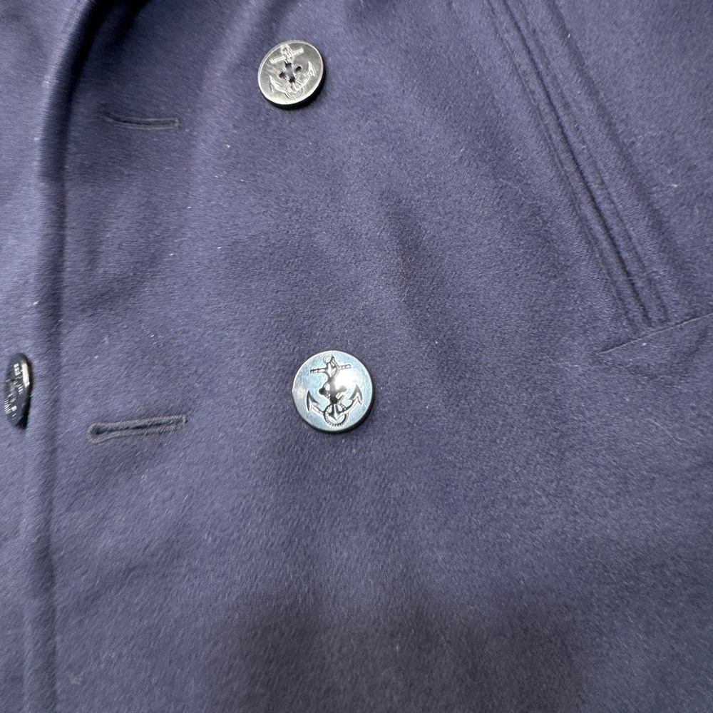 Vintage Polo Ralph Lauren Peacoat Mens Large Wool USRL Military Anchor Coat - Picture 10 of 16